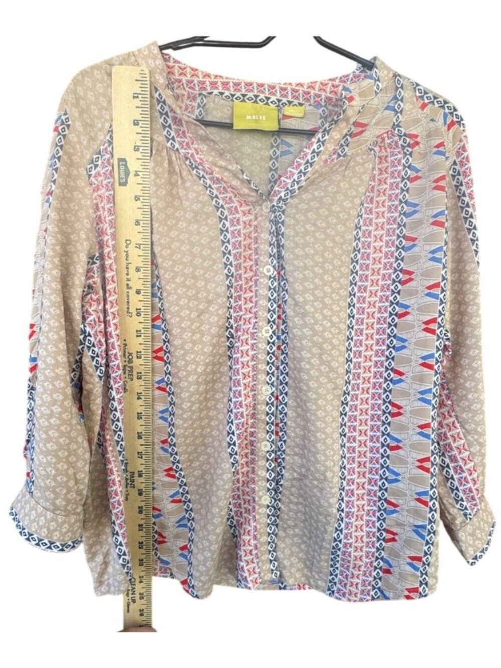 Maeve ANTHROPOLOGIE Sunset District Button Down Southwestern Print Blouse Small - Picture 7 of 8
